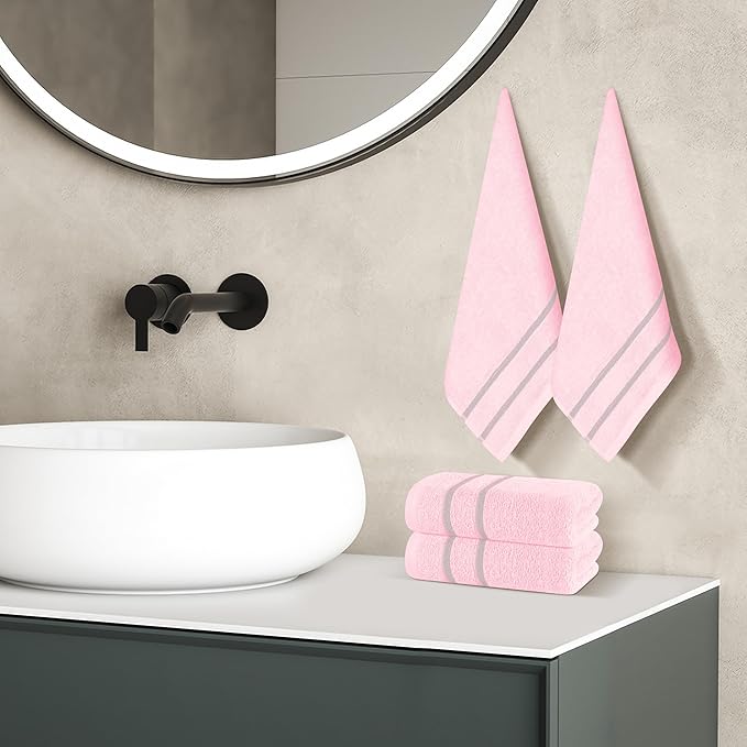 MyOwn Ultra Soft Cotton 6 -Piece Hand Towel Set 16x24 Inch, Ideal for use in Bathroom, Kitchen, Gym, Spa & General Cleaning, Compact & Lightweight Multi Purpose Hand Towels - Pink