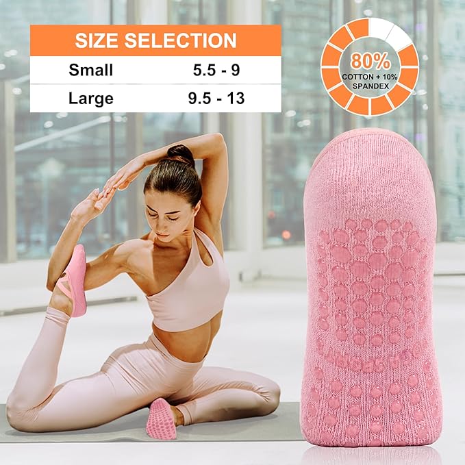 Diu Life 3 Pack Pilates Socks Yoga Socks with Grips for Women Non Slip, Workout, Pure Barre, Ballet, Dance, Hospital Socks