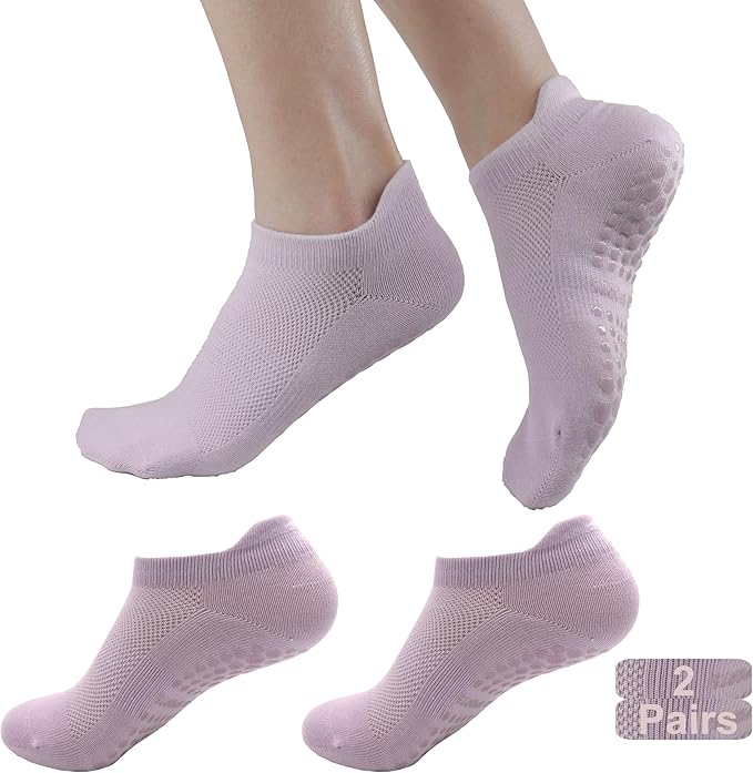 Tamlien Yoga & Pilates Grip Socks - Non-Slip, Barefoot, Pregnant-Friendly Crew Socks for Yoga, Barre & Sports