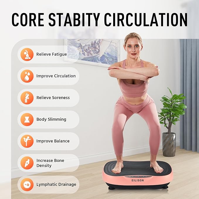 EILISON Glory Vibration Plate Exercise Machine - Lymphatic Drainage Whole Body Workout Vibration Platform, 99 Adjustable Speeds Power Shaping , Weight Loss Weight Loss, 350 lbs Capacity