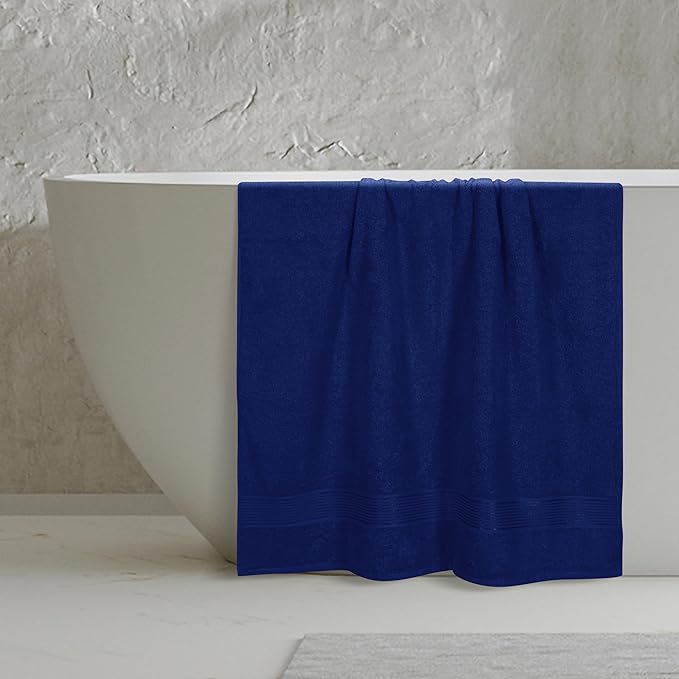 Belizzi Home Cotton 2 Pack Oversized Bath Sheet 35x70, Large Bath Sheet, Ultra Soft, Absorbent, Compact, Eco-Friendly, Recyclable, Quick Drying and Lightweight Towel - Navy Blue