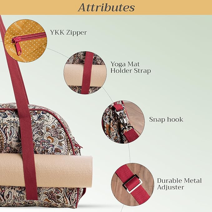 Maison d' Hermine Yoga Mat bag, Cylindrical bag for Woman&Men, yoga mat Bag &Adjustable shoulder straps Yoga Mat Carrier Bag with Drawstring Water Bottle Pocket and zipper pocket
