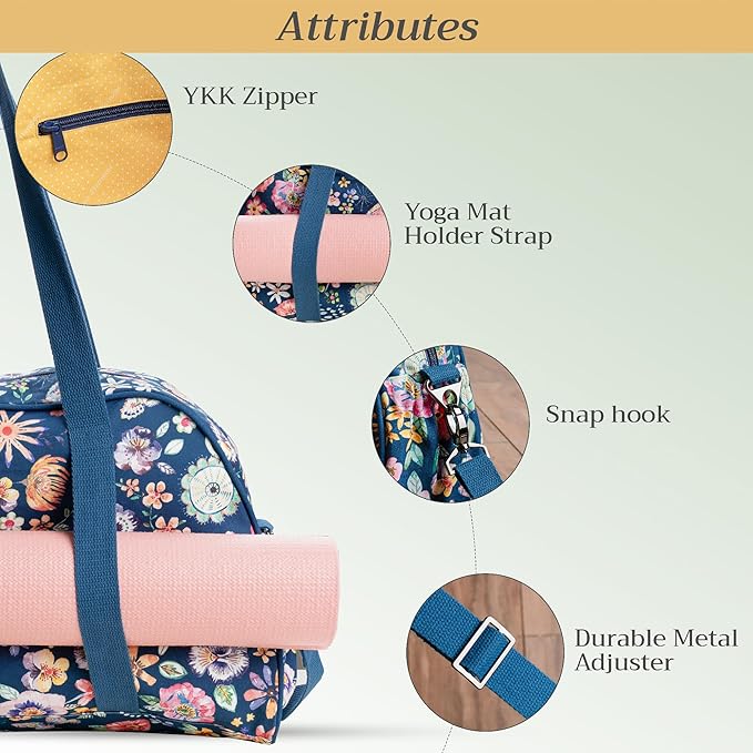 Maison d' Hermine Yoga Mat bag, Cylindrical bag for Woman&Men, yoga mat Bag &Adjustable shoulder straps Yoga Mat Carrier Bag with Drawstring Water Bottle Pocket and zipper pocket