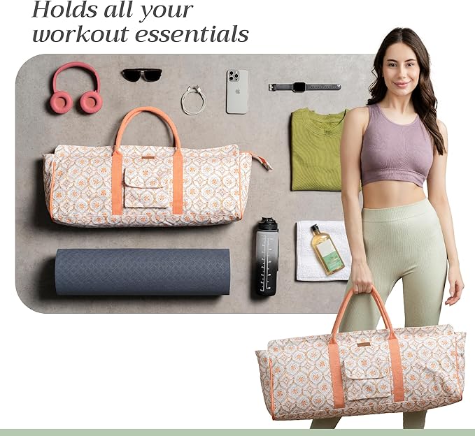 Maison d' Hermine Yoga Mat bag, Cylindrical bag for Woman&Men, yoga mat Bag &Adjustable shoulder straps Yoga Mat Carrier Bag with Drawstring Water Bottle Pocket and zipper pocket