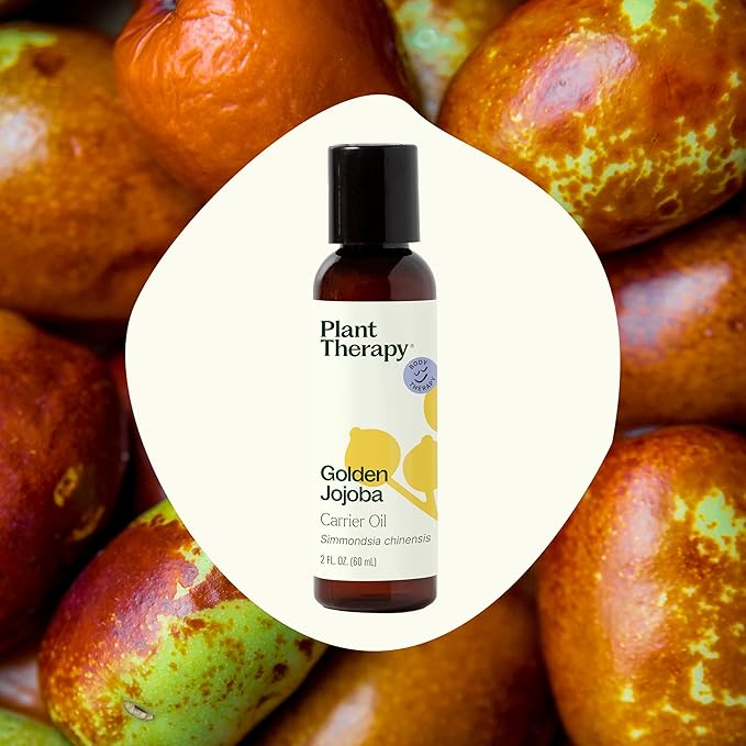 Plant Therapy Jojoba Golden Carrier Oil 2 oz 100% Pure, Cold-Pressed, Natural and GMO-Free Moisturizer and Carrier Oil for Essential Oils