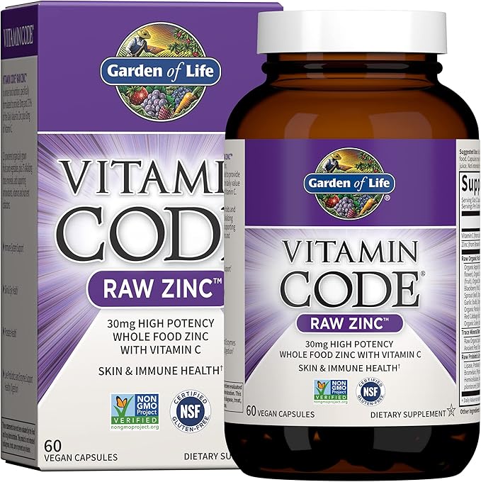 Garden of Life Vitamin D, Vitamin Code Raw B12, Zinc & Vitamin C - Whole Food Supplements for Immune Support