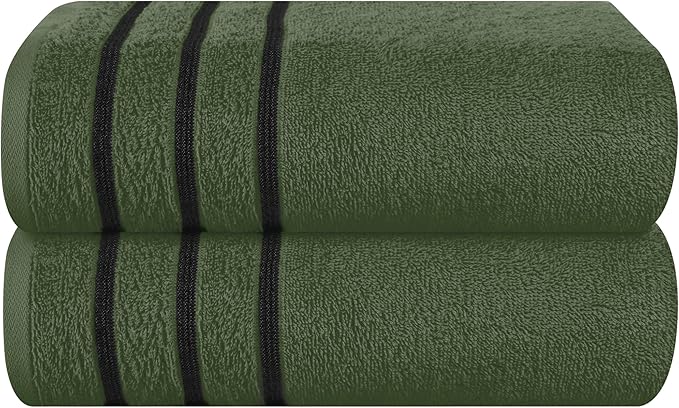 MyOwn Cotton 2 Pack Oversized Bath Towel Set 28x55 inches, Large Bath Towels, Ultra Absorbant Compact Quickdry & Lightweight Towel, Ideal for Gym Travel Camp Pool - Olive Green, 71633