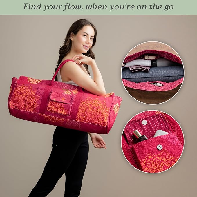 Maison d' Hermine Yoga Mat bag, Cylindrical bag for Woman&Men, yoga mat Bag &Adjustable shoulder straps Yoga Mat Carrier Bag with Drawstring Water Bottle Pocket and zipper pocket