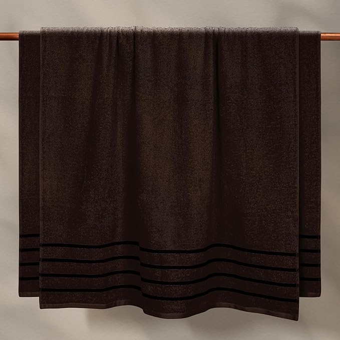 MyOwn Cotton 2 Pack Oversized Bath Sheet 35 x 70, Large Bath Sheet, Ultra Absorbent, Compact, Eco-Friendly and 100% Recyclable, Quick Drying and Lightweight Towel - Chocolate Brown