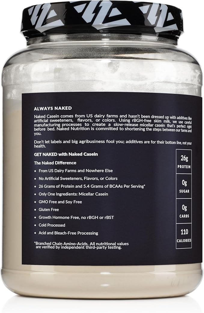 NAKED Casein - 2Lb Micellar Casein Protein - Bulk, Zero Carb, GMO-Free, Gluten Free, Soy Free, Preservative Free - Stimulate Muscle Growth - Enhance Recovery - 30 Servings
