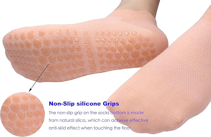 Tamlien Yoga & Pilates Grip Socks - Non-Slip, Barefoot, Pregnant-Friendly Crew Socks for Yoga, Barre & Sports
