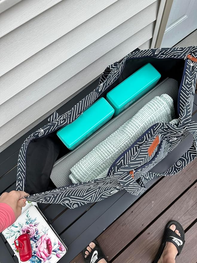 Large Yoga Mat Bag for Women Men, Travel Gym Bag for Pilates Office Beach Workout, Yoga Mat Tote Carrier with Mat Strap for 1/4" 1/2" Thick Exercise Yoga Mat