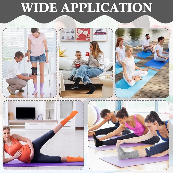30 Pairs Pilates Socks with Grips Yoga Socks Non Slip Anti Skid Long Ankle Crew Sock Barre for Women Dance Hospital