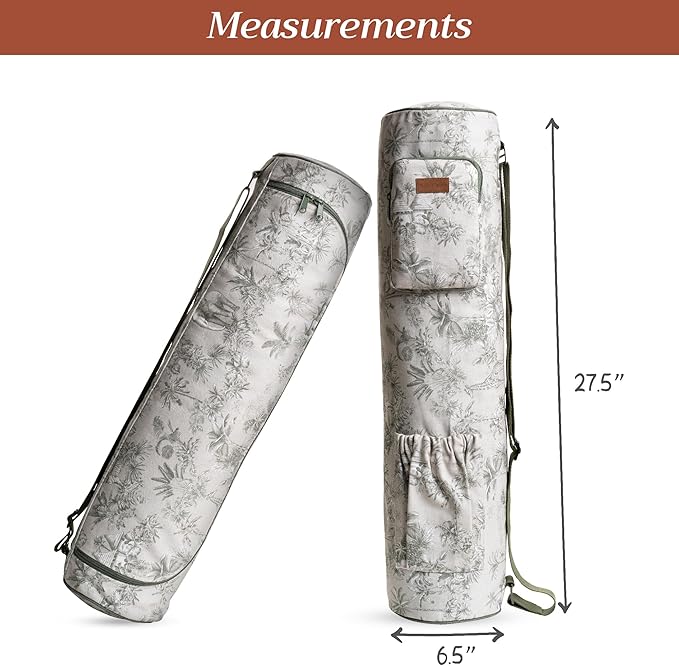 Maison d' Hermine Yoga Mat bag, Cylindrical bag for Woman&Men, yoga mat Bag &Adjustable shoulder straps Yoga Mat Carrier Bag with Drawstring Water Bottle Pocket and zipper pocket