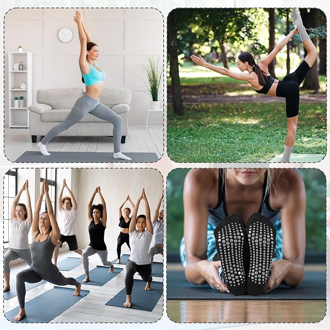 30 Pairs Pilates Socks with Grips Yoga Socks Non Slip Anti Skid Long Ankle Crew Sock Barre for Women Dance Hospital