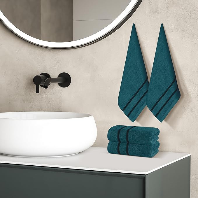 MyOwn Ultra Soft Cotton 6 -Piece Hand Towel Set 16x24 Inch, Ideal for use in Bathroom, Kitchen, Gym, Spa & General Cleaning, Compact & Lightweight Multi Purpose Hand Towels - Teal