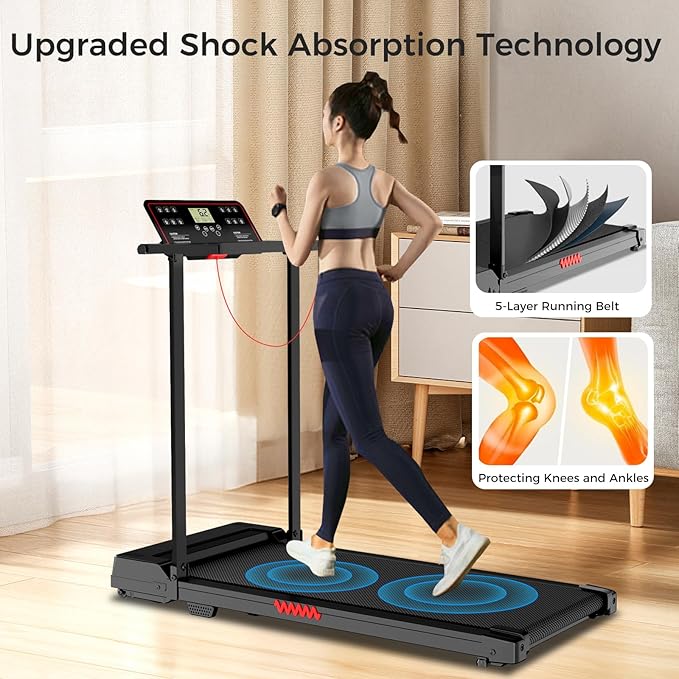 Treadmill with Handles, Walking Treadmills for Home Small Spaces, 3.0HP Walking Pad Treadmills with Handle Bar & LED Display, Treadmill with Desk Workstation for Home Office, 320 LBS Capacity