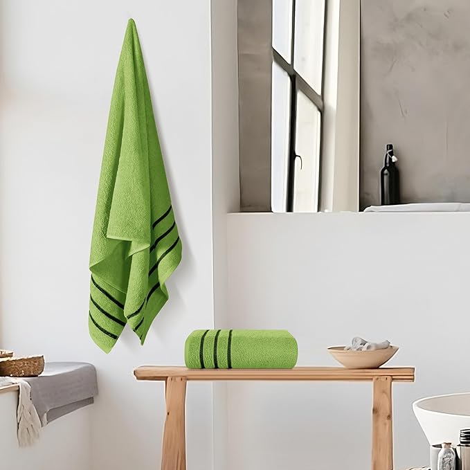 MyOwn Cotton 2 Pack Oversized Bath Towel Set 28x55 inches, Large Bath Towels, Ultra Absorbant Compact Quickdry & Lightweight Towel, Ideal for Gym Travel Camp Pool - Kiwi Green, 71622