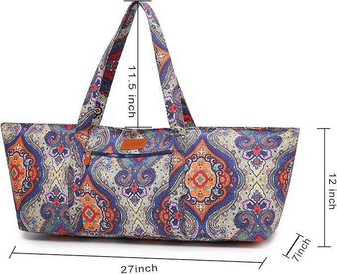 Large Yoga Mat Bag for Women Men, Travel Gym Bag for Pilates Office Beach Workout, Yoga Mat Tote Carrier with Mat Strap for 1/4" 1/2" Thick Exercise Yoga Mat