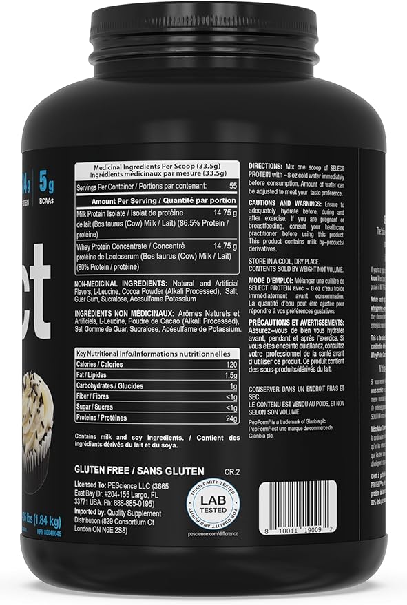 PEScience Select Protein Powder, Whey and Casein Blend, Clean Protein Powder for Women and Men, Low Calorie, Low Carb, Keto Friendly, Gluten Free - Frosted Chocolate Cupcake - 55 Servings