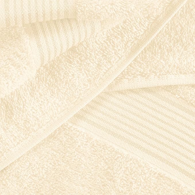 Belizzi Home Ultra Soft 3 Pack Cotton Towel Set, Contains a Bath Towel 28x55 inch, a Hand Towel 16x24 inch & a Wash Coth 12x12 inch, Ideal Everyday use, Compact & Lightweight - Ivory