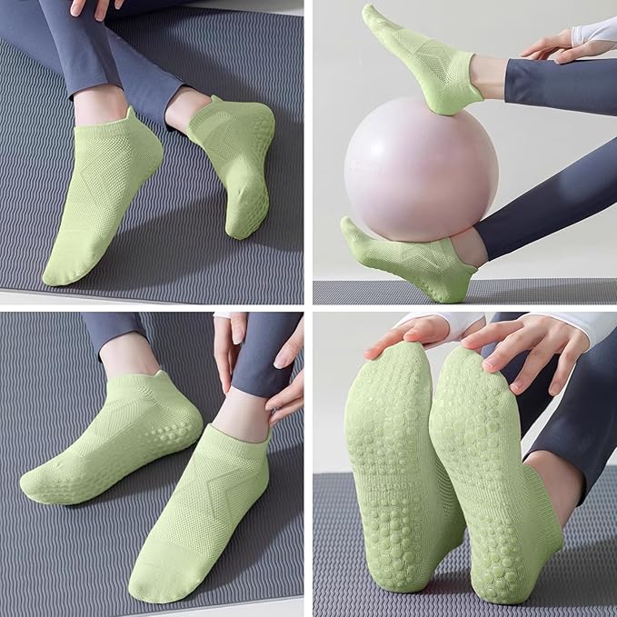 7 Pairs Pilates Socks with grips for Women- Non Slip, Ankle Yoga Socks for Yoga, Pilates, Ballet & Barre,Christmas gifts