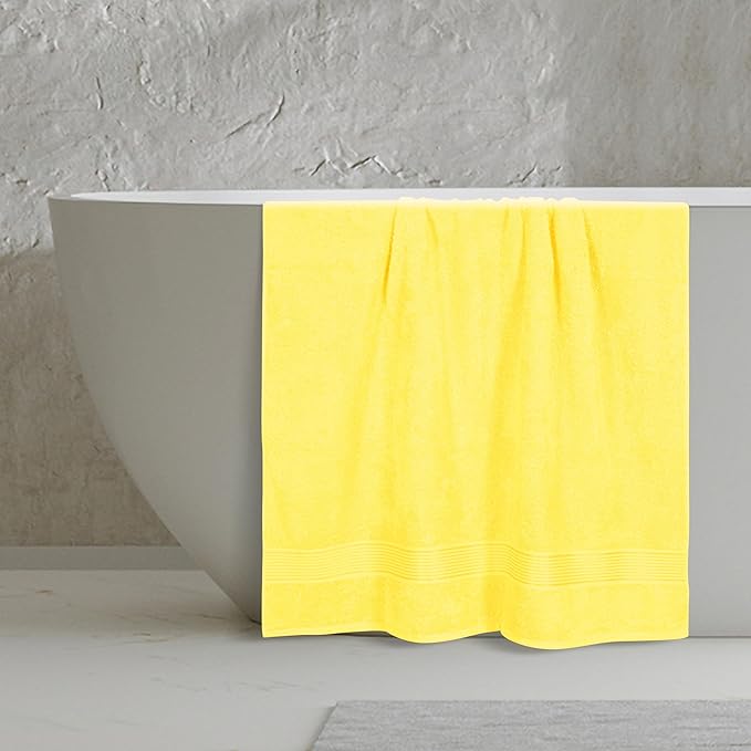 Belizzi Home Cotton 2 Pack Oversized Bath Sheet 35x70, Large Bath Sheet, Ultra Soft, Absorbent, Compact, Eco-Friendly, Recyclable, Quick Drying and Lightweight Towel - Lime Yellow
