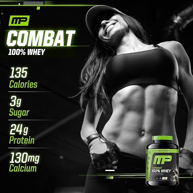 MusclePharm Combat 100% Whey Protein Powder, Cookies ‘N’ Cream Flavor, Fast Recovery & Muscle Gain with Whey Protein Isolate, High Protein Powder for Women & Men, Gluten Free, 5 lb, 69 Servings