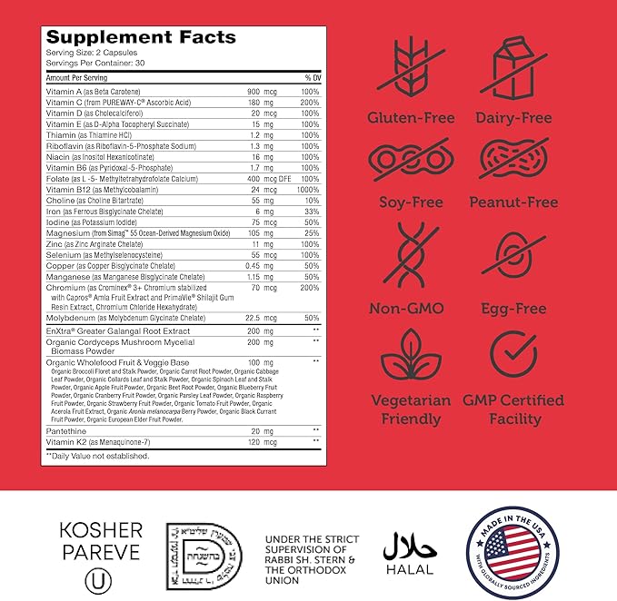 Zahler - Daily Multivitamin for Women & Men with Energy Vitamins, Minerals & Iron (60 Count) Kosher Men & Womens Multivitamins for Healthy Energy - Multi Vitamins for Adults - Made in USA Supplements