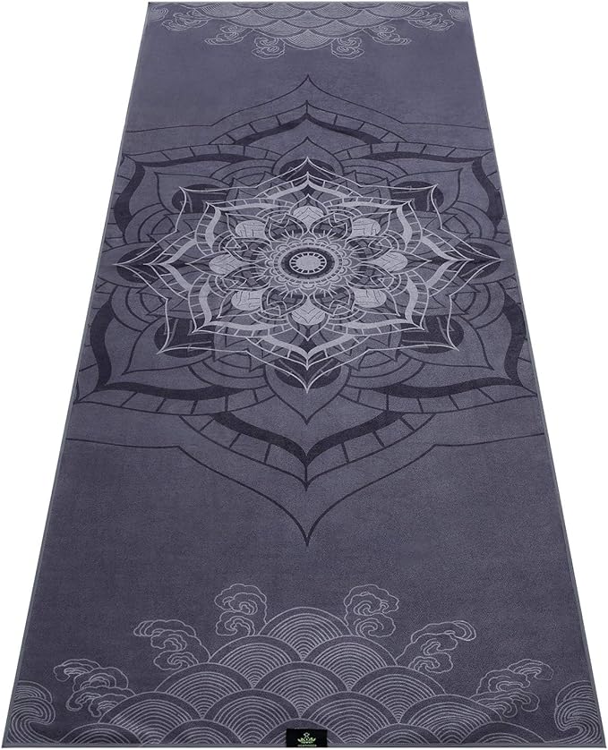 Heathyoga Non Slip Hot Yoga Towel, 100% Microfiber Non Slip Yoga Mat Towel for Hot Yoga, Pilates and Fitness, Exclusive Corner Pockets Design + Free Spray Bottle