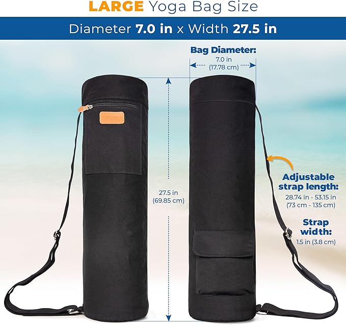 UDANA Yoga Mat Bag, Large – Fits Thick Mats, 3 Storage Pockets, Adjustable Strap