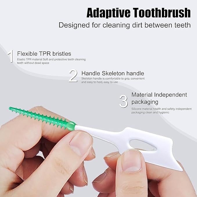 160PCS Portable Soft Silica Gel Toothpick Dental Floss Picks Original Suitable for Oral Care of Adults and Children, Toothpick Brushes Teeth Cleaning Tool (Green)