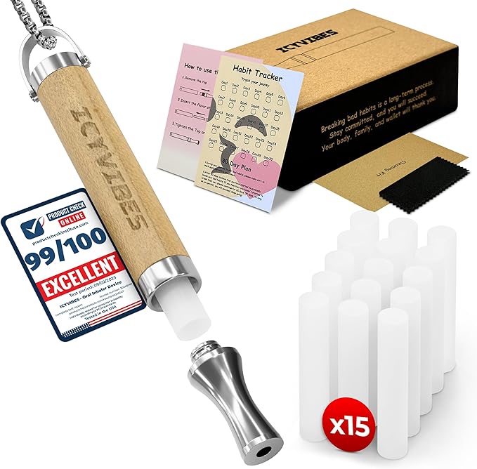 Premium Wooden Oral Inhaler Device with 15 Filters โ Upgraded Herbal Extracts with Peppermint Eucalyptus Portable Aromatherapy, Natural Flavor, Refreshing Aroma & Habit Support Gift for Men & Women