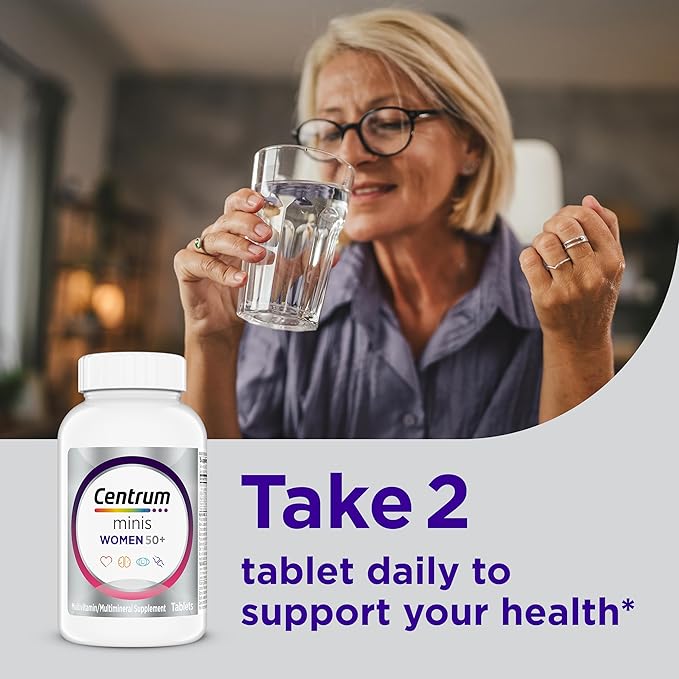 Centrum Minis Silver Women's Multivitamin for Women 50 Plus, Multimineral Supplement with Vitamin D3, B Vitamins, Non-GMO Ingredients, Supports Memory and Cognition in Older Adults - 280 Ct