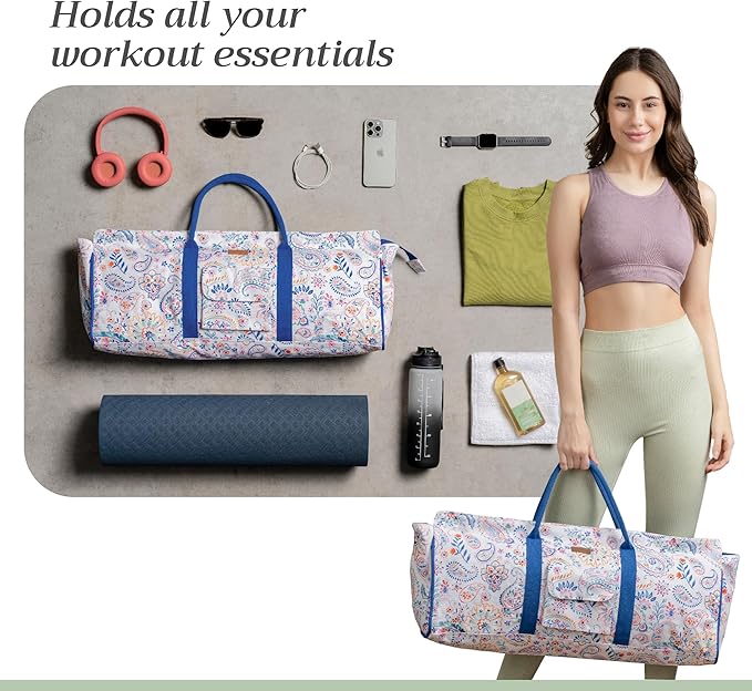Maison d' Hermine Yoga Mat bag, Cylindrical bag for Woman&Men, yoga mat Bag &Adjustable shoulder straps Yoga Mat Carrier Bag with Drawstring Water Bottle Pocket and zipper pocket