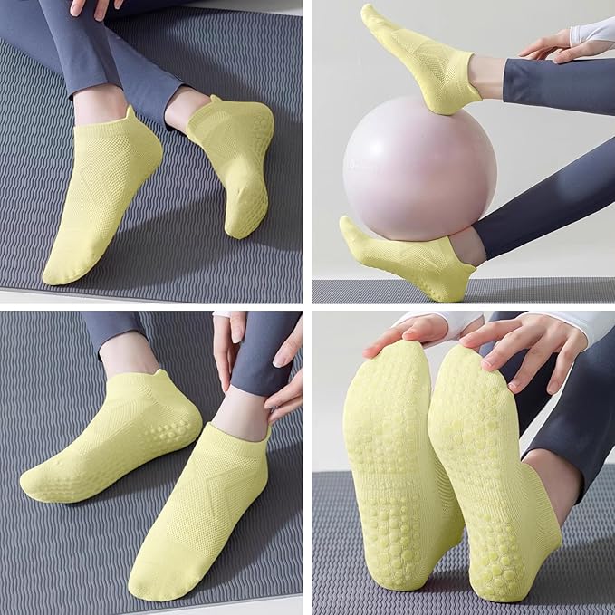 7 Pairs Pilates Socks with grips for Women- Non Slip, Ankle Yoga Socks for Yoga, Pilates, Ballet & Barre,Christmas gifts