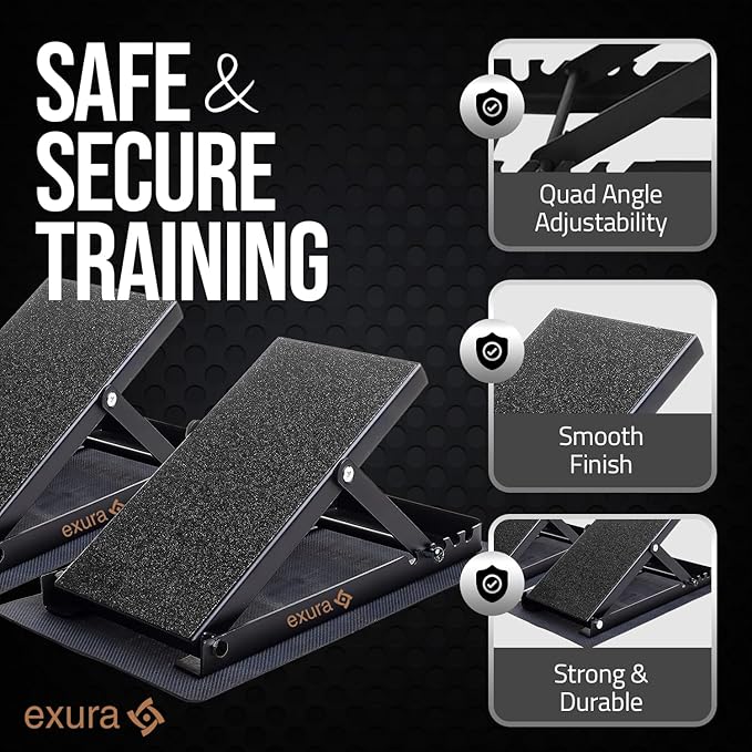 Exura Slant Board Calf Stretcher Adjustable Slant Board, Knees Over Toes, Incline Board, Achilles Stretcher, Ankle Stretcher, Squat Wedge, Stretch Board, Physical Therapy, Calf Pro Board