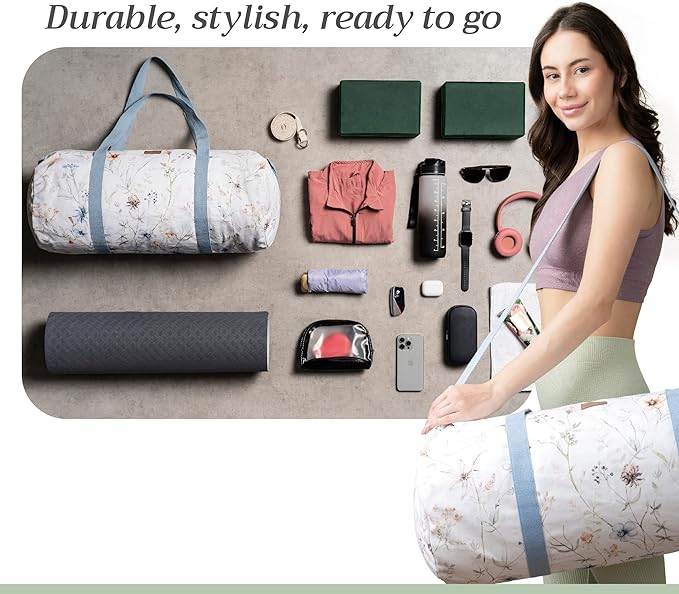 Maison d' Hermine Yoga Mat bag, Cylindrical bag for Woman&Men, yoga mat Bag &Adjustable shoulder straps Yoga Mat Carrier Bag with Drawstring Water Bottle Pocket and zipper pocket