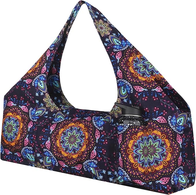Large Yoga Mat Bag Yoga Bags and Carriers Fits All You Stuff Yoga Tote Bag with Yoga Mat Strap, Elastic Pockets and Zipper Pockets