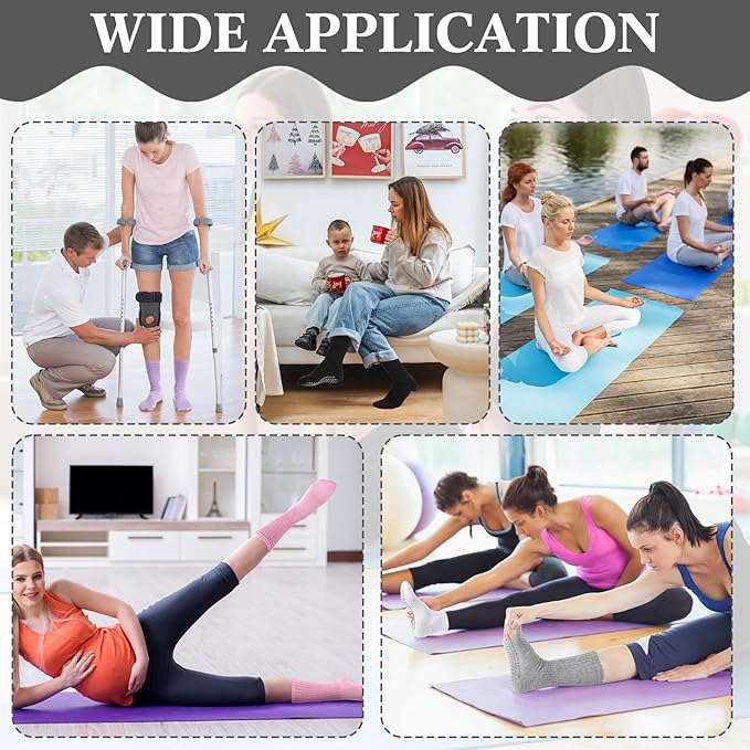 30 Pairs Pilates Socks with Grips Yoga Socks Non Slip Anti Skid Long Ankle Crew Sock Barre for Women Dance Hospital