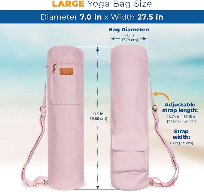 UDANA Yoga Mat Bag, Large – Fits Thick Mats, 3 Storage Pockets, Adjustable Strap