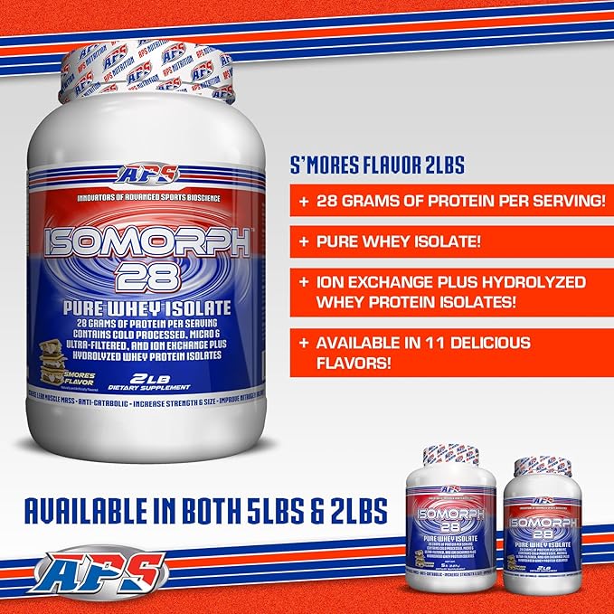 APS Nutrition Isomorph 28 Protein Powder | Pure Whey Isolate | Cold Pressed, Ultra- Filtered, & Ion Exchange Isolates | 28g Protein | 2 Pound (S’Mores)