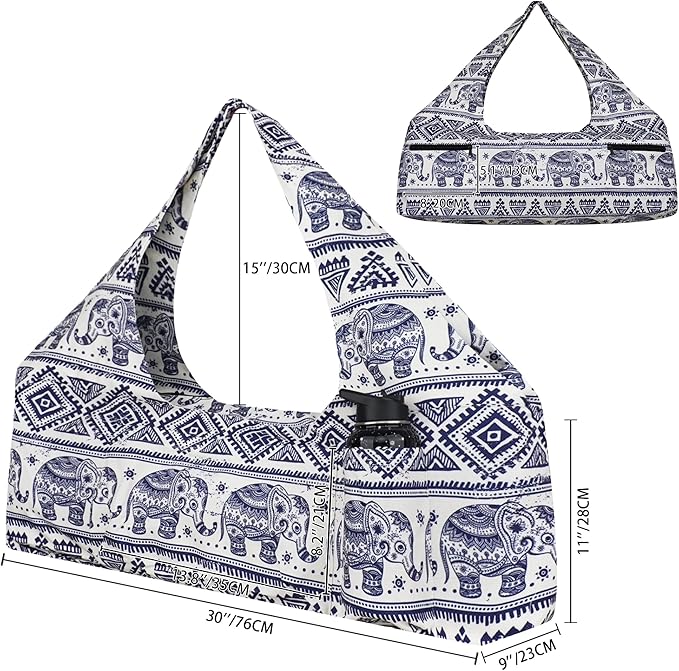 Large Yoga Mat Bag Yoga Bags and Carriers Fits All You Stuff Yoga Tote Bag with Yoga Mat Strap, Elastic Pockets and Zipper Pockets