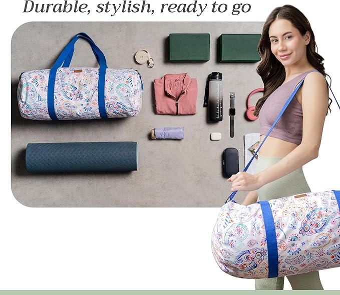 Maison d' Hermine Yoga Mat bag, Cylindrical bag for Woman&Men, yoga mat Bag &Adjustable shoulder straps Yoga Mat Carrier Bag with Drawstring Water Bottle Pocket and zipper pocket
