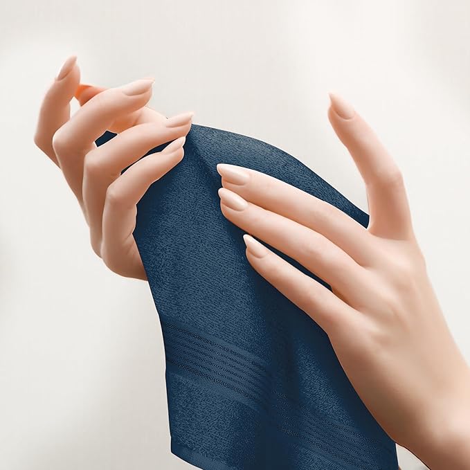 Belizzi Home Ultra Soft Cotton 6 -Piece Hand Towel Set 16x24, Ideal for use in Bathroom, Kitchen, Gym, Spa - Compact, Eco-Friendly, Lightweight - Multi Purpose Hand Towels - Mineral Blue