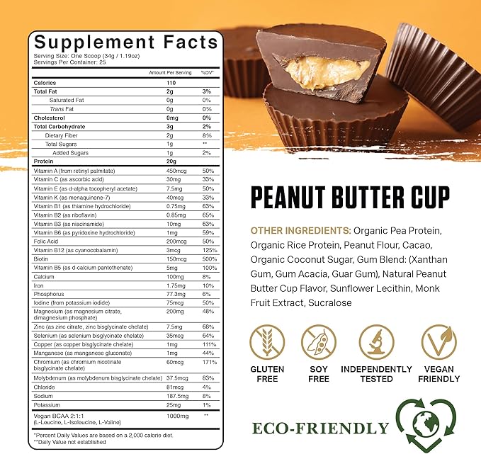 Ambrosia Planta - Premium Plant-Based Protein | Vegan & Keto Friendly | Gourmet Flavors with No Bloating or Stomach Upset | Gluten & Soy Free | No Added Sugar | 25 Servings | Peanut Butter Cup