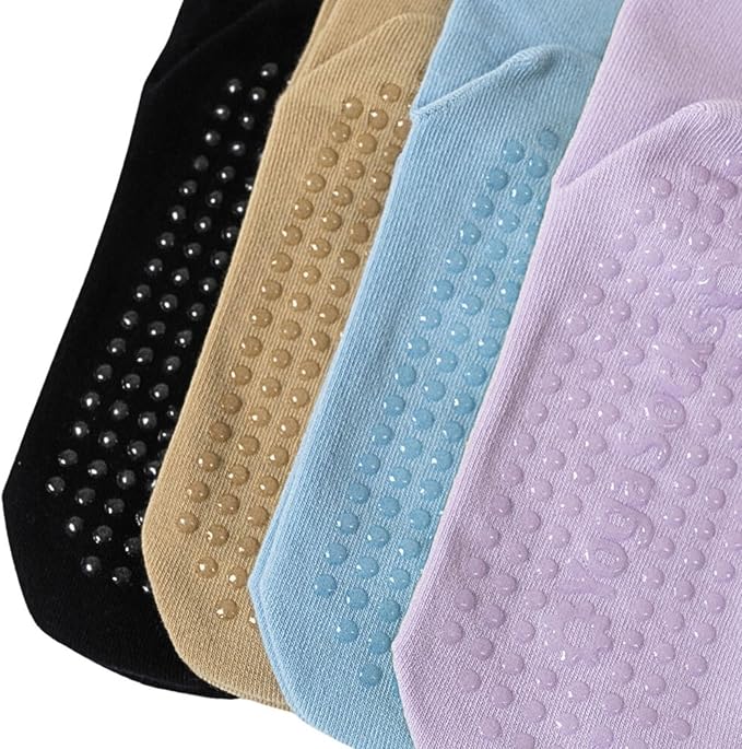 3/6 Pairs Cute Pilates Socks with Grips,Yoga Socks Barre Sock Non Slip Embroidery for Barre Ballet Workout