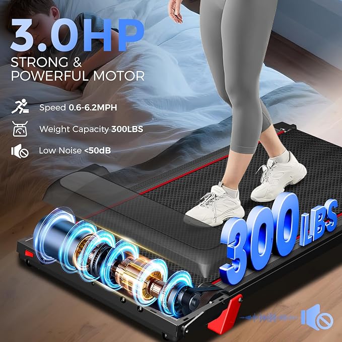 Treadmill with Incline 3-in-1 Portable Treadmills for Home Small, Incline Walking Pad Treadmill with Handle Bar, Walking Pad Foldable with 3.0HP Quiet Brushless, LED Dispay, 300LBS Capacity