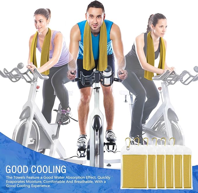 Hosuly 15 Pack Cooling Towels 40" x 12" Cooling Towels for Neck and Face Iced Towel Microfiber Soft Breathable Chilly Yoga Towel for Hot Weather (Yellow)