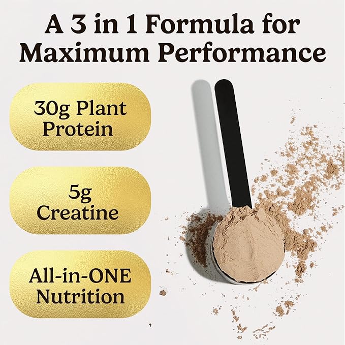 VitaHustle ONE Max Protein + 5g Creatine, 30g Plant Protein Powder, All-in-One Meal Replacement Shake with Greens, Adaptogens, Ashwagandha, Probiotics & Vitamins – Double Chocolate, 15 Servings